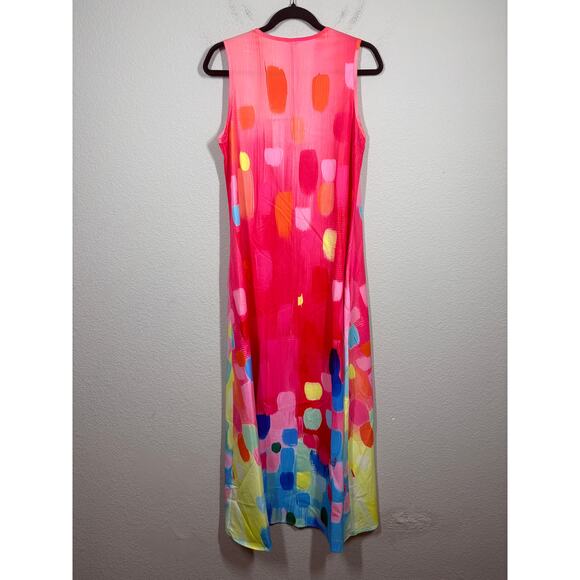 Uoozee Size Medium Flowy Sleeveless Maxi Dresses Contrast Color Printed V Neck - Picture 2 of 10